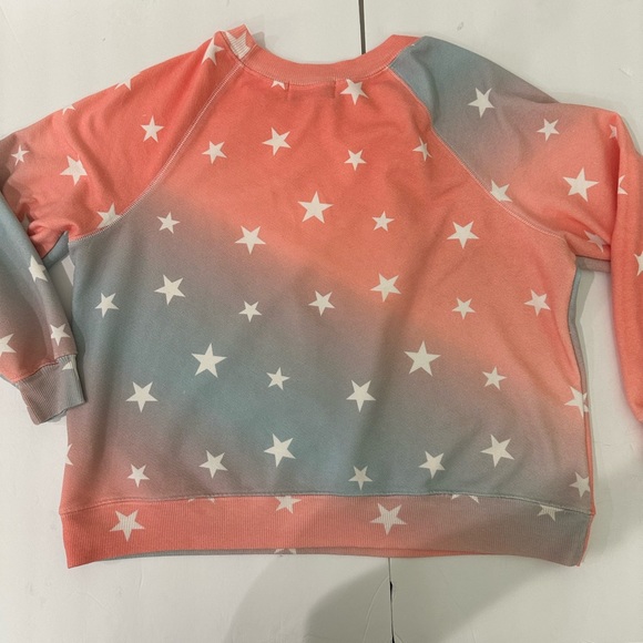 Wildfox Sweater Blue Pink Ombre Star Print Long Sleeve Cotton Sweatshirt M - Picture 7 of 7